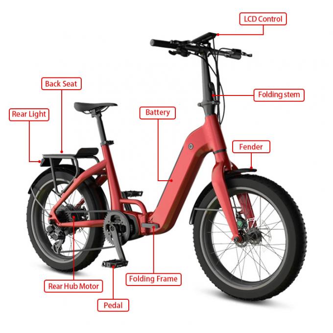 motore ad alta velocità 48v a 20 pollici del hub 32km/H che piega la batteria elettrica della bicicletta 1